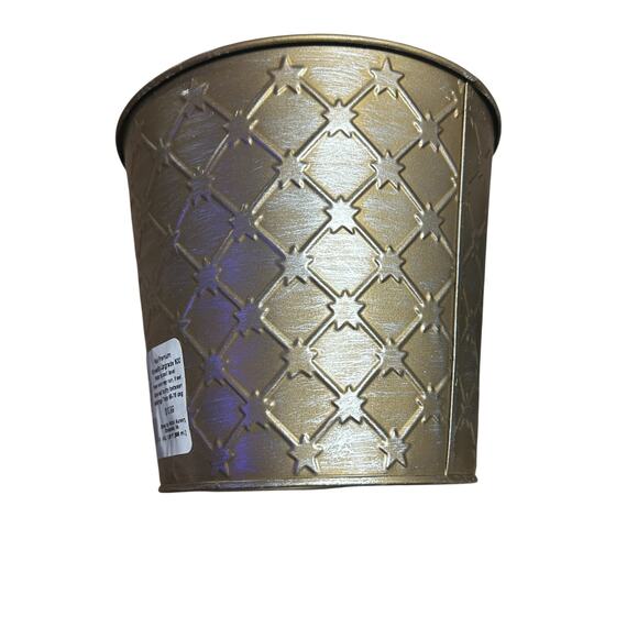 Bundle Set of 5 Gold Silver Metallic Star Design Flower Plant Pot Tin Planter - Picture 3 of 16